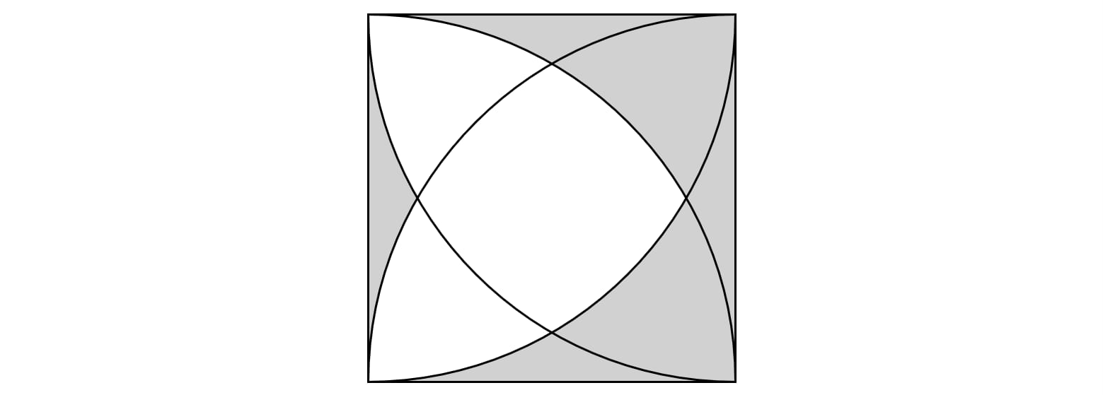 Square with 4 overlapping quarter circles creating shaded regions